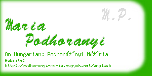 maria podhoranyi business card